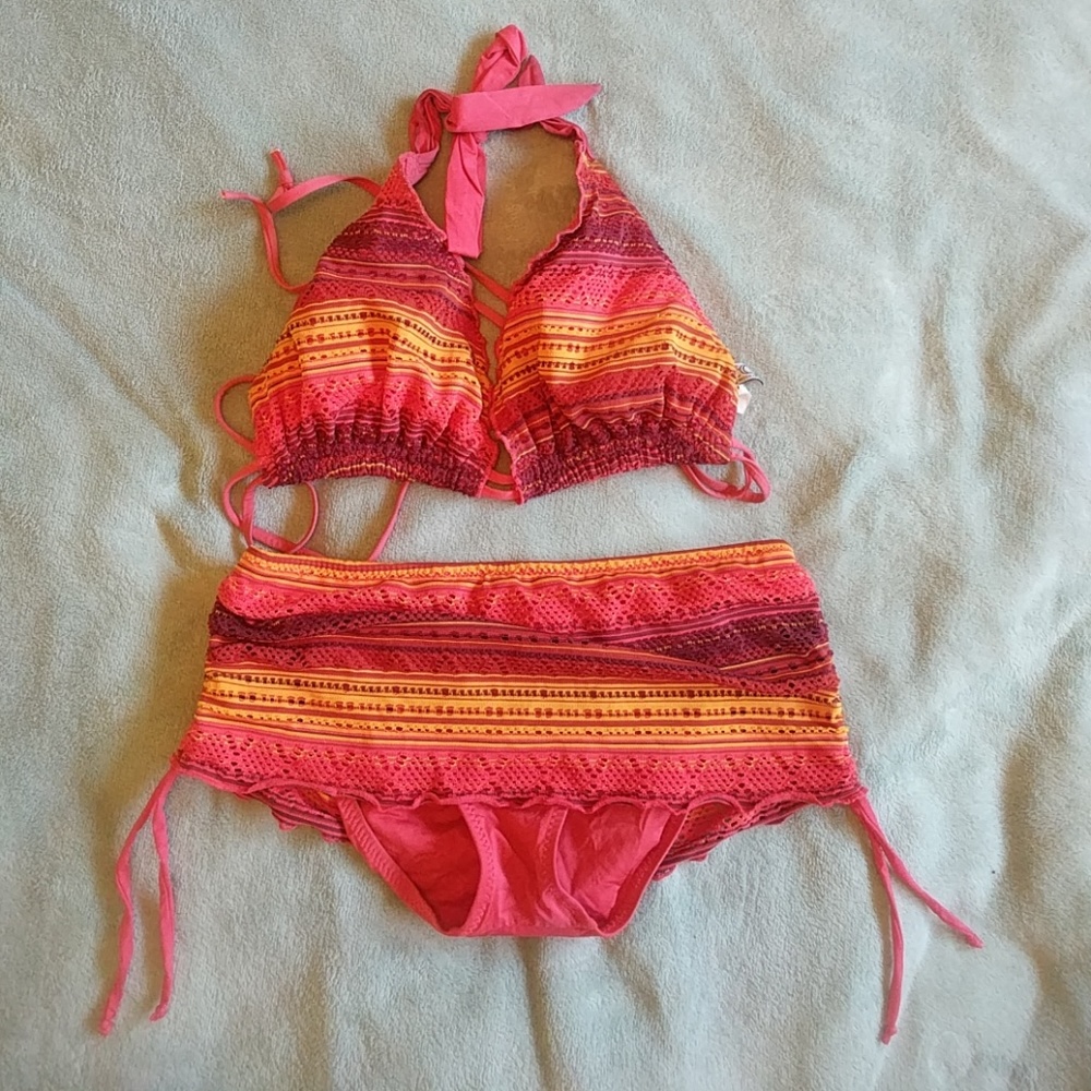 Becca Orange Stripe Bikini Top